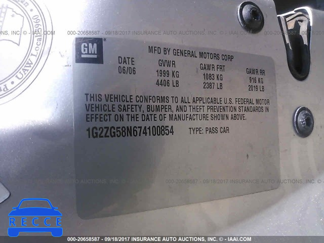 2007 Pontiac G6 1G2ZG58N674100854 Bild 8