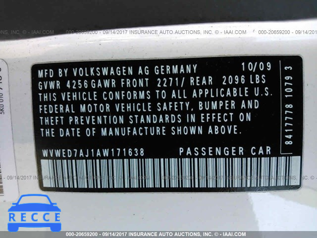 2010 Volkswagen GTI WVWED7AJ1AW171638 image 8