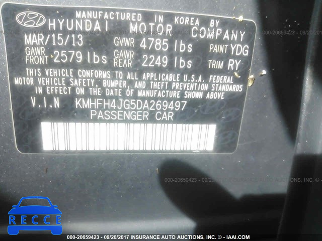 2013 Hyundai Azera GLS/LIMITED KMHFH4JG5DA269497 image 8