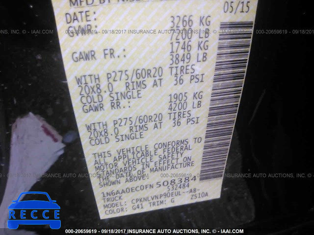 2015 Nissan Titan S/SV/SL/PRO-4X 1N6AA0EC0FN508384 image 8