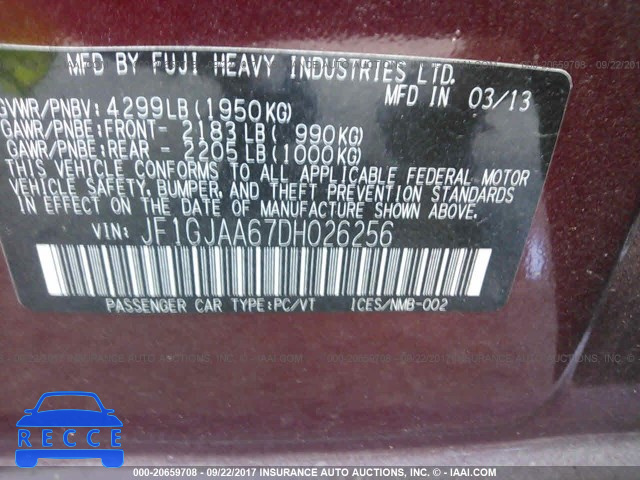 2013 Subaru Impreza JF1GJAA67DH026256 image 8