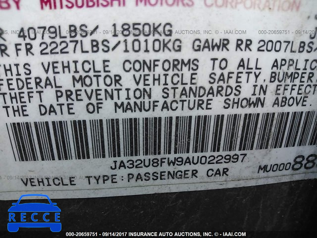 2010 Mitsubishi Lancer GTS JA32U8FW9AU022997 image 8