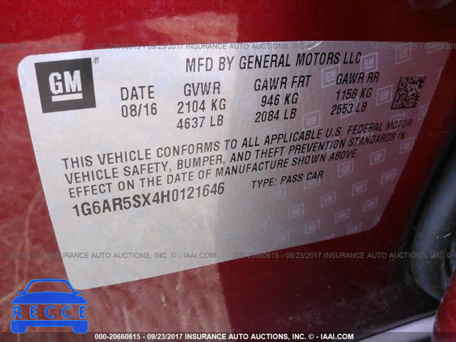 2017 CADILLAC CTS LUXURY 1G6AR5SX4H0121646 зображення 8