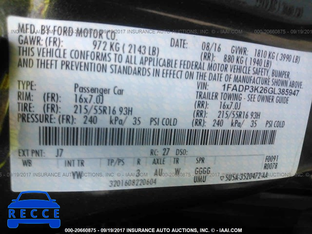 2016 Ford Focus 1FADP3K26GL385947 image 8