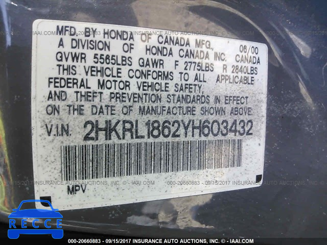 2000 Honda Odyssey EX 2HKRL1862YH603432 image 8