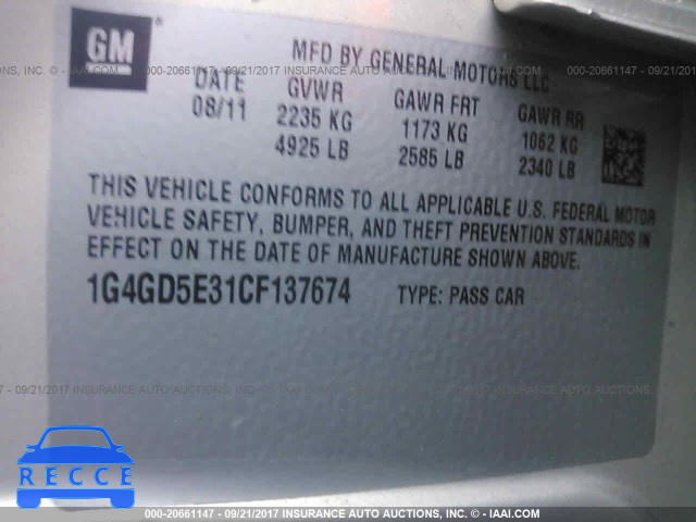 2012 Buick Lacrosse PREMIUM 1G4GD5E31CF137674 image 8