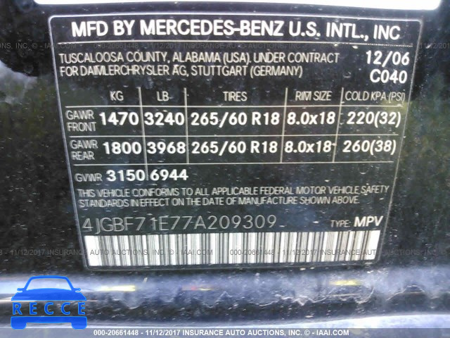 2007 Mercedes-benz GL 450 4MATIC 4JGBF71E77A209309 Bild 8