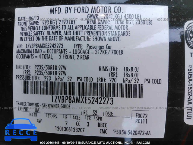 2014 Ford Mustang 1ZVBP8AMXE5242273 Bild 8