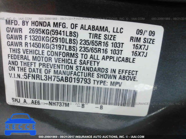 2010 Honda Odyssey 5FNRL3H75AB019793 image 8