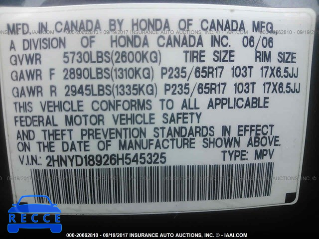 2006 Acura MDX 2HNYD18926H545325 image 8