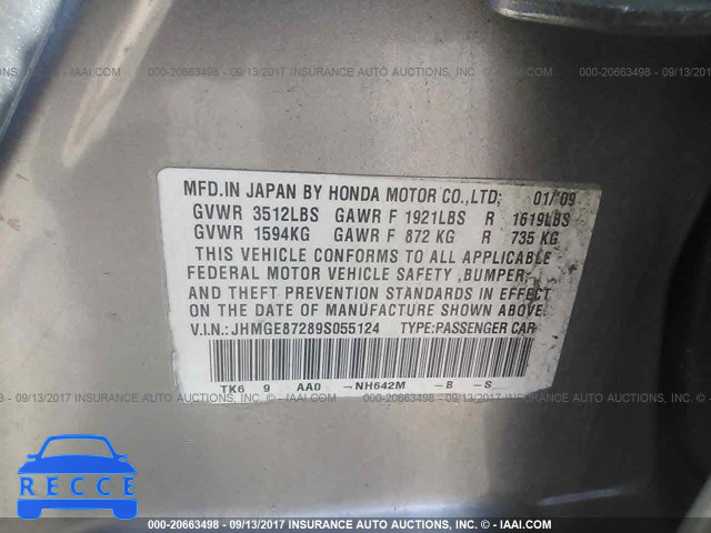 2009 Honda FIT JHMGE87289S055124 image 8