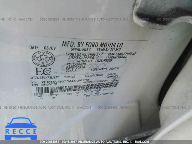 2010 Ford Edge LIMITED 2FMDK4KC5ABA06933 зображення 8