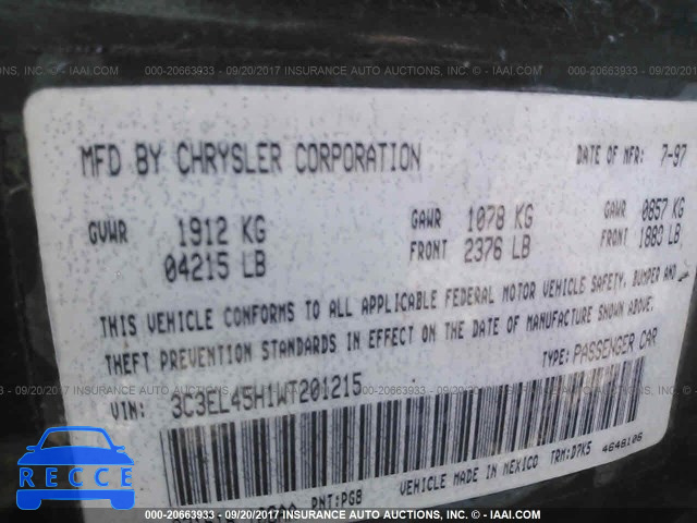 1998 Chrysler Sebring JX 3C3EL45H1WT201215 image 8