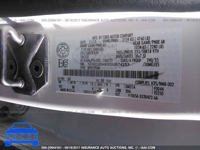 2013 Ford Escape 1FMCU0H9XDUB74253 image 8