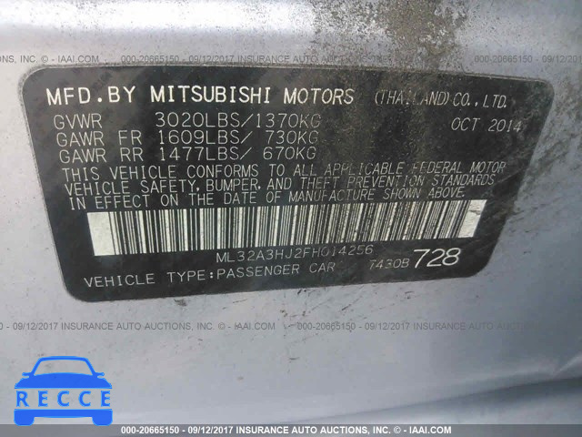 2015 Mitsubishi Mirage DE ML32A3HJ2FH014256 Bild 8