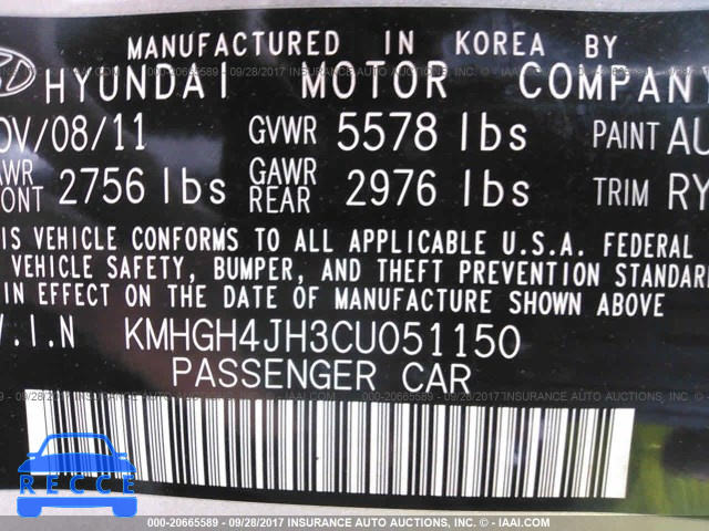 2012 Hyundai Equus SIGNATURE/ULTIMATE KMHGH4JH3CU051150 image 8