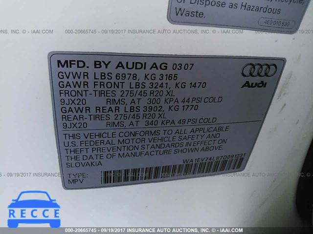 2007 Audi Q7 WA1EV74L87D091231 image 8