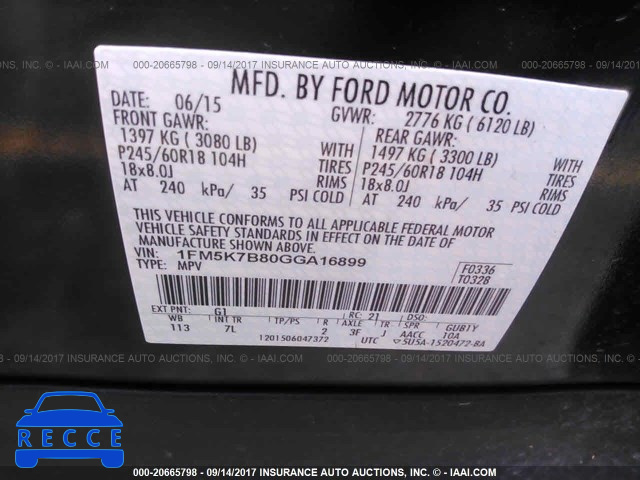 2016 Ford Explorer 1FM5K7B80GGA16899 image 8