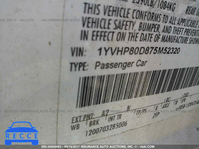 2007 Mazda 6 1YVHP80D875M52320 image 8