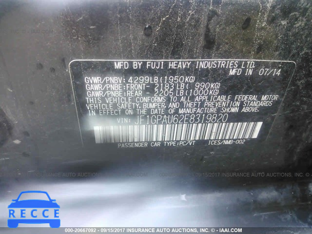 2014 Subaru Impreza SPORT LIMITED JF1GPAU62E8319820 image 8
