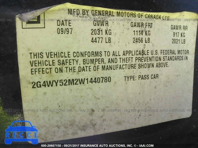 1998 Buick Century LIMITED 2G4WY52M2W1440780 image 8