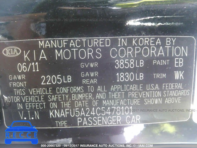 2012 KIA Forte KNAFU5A24C5478101 зображення 8