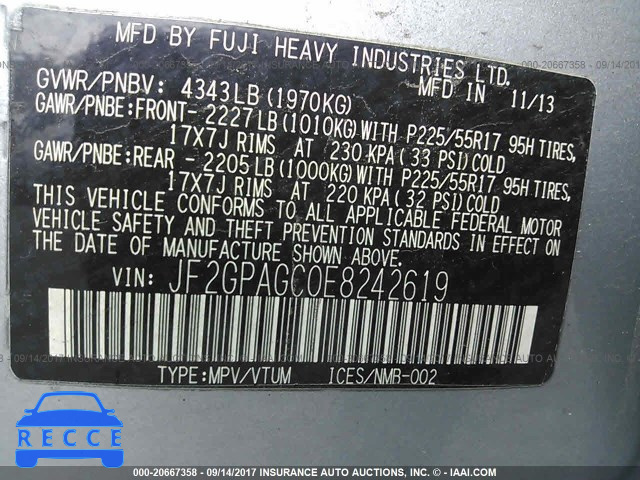 2014 Subaru Xv Crosstrek JF2GPAGC0E8242619 зображення 8
