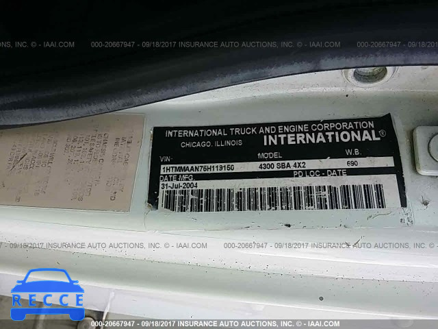 2005 INTERNATIONAL 4300 4300 1HTMMAAN75H119150 зображення 9