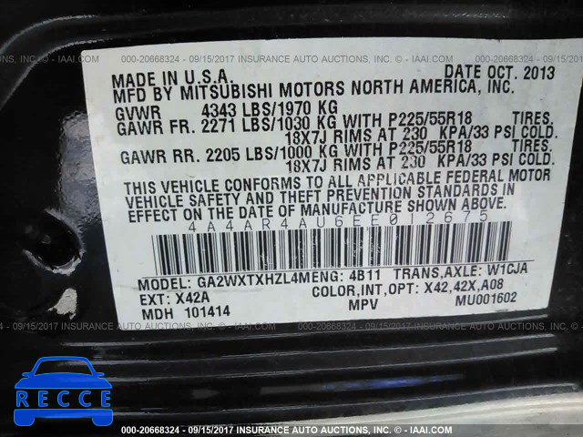 2014 Mitsubishi Outlander Sport SE 4A4AR4AU6EE012675 image 8