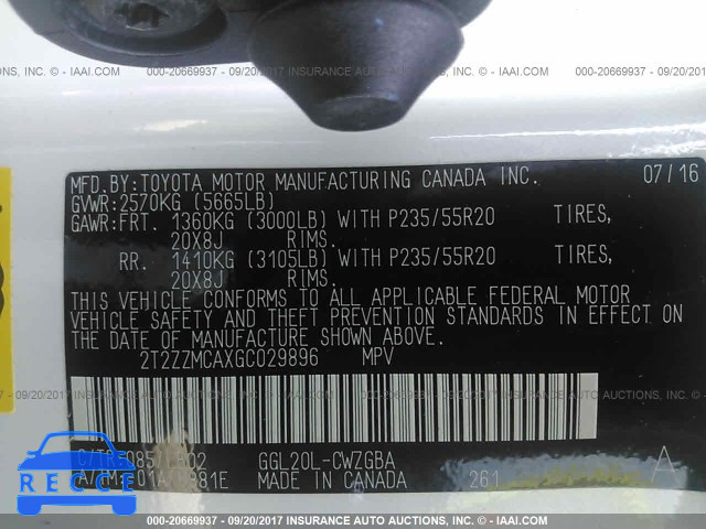 2016 Lexus RX 2T2ZZMCAXGC029896 image 8