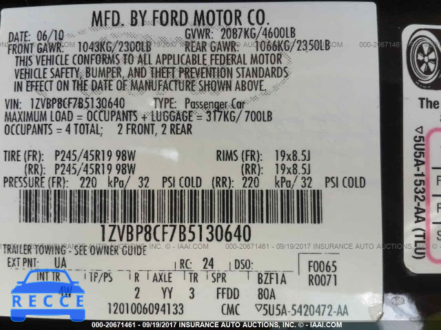 2011 Ford Mustang GT 1ZVBP8CF7B5130640 image 8