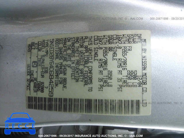 2004 Nissan Xterra XE/SE 5N1ED28Y64C684259 image 8