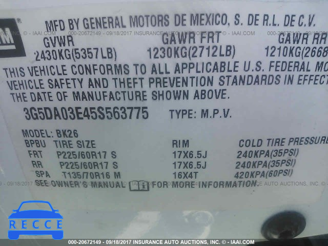 2005 Buick Rendezvous CX/CXL 3G5DA03E45S563775 image 8