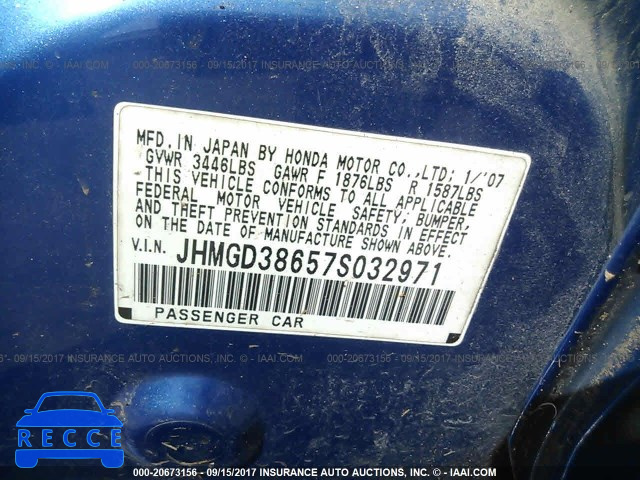 2007 HONDA FIT S JHMGD38657S032971 image 8