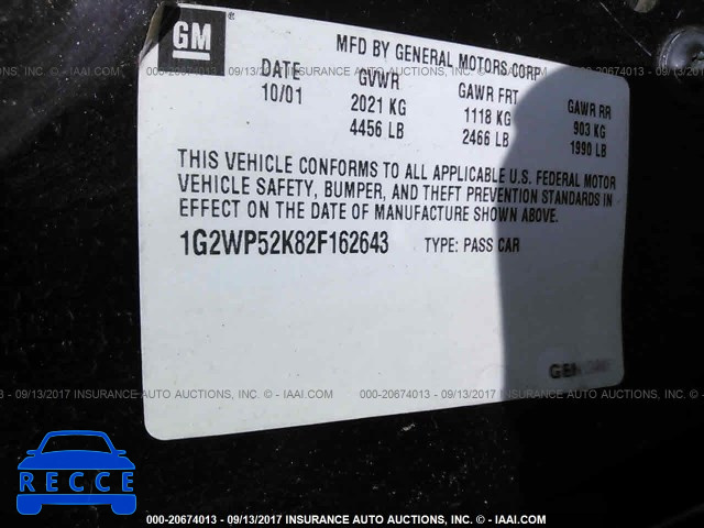 2002 PONTIAC GRAND PRIX GT 1G2WP52K82F162643 image 8
