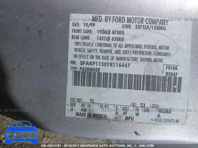 2000 Ford Escort ZX2 3FAKP1130YR116447 зображення 8