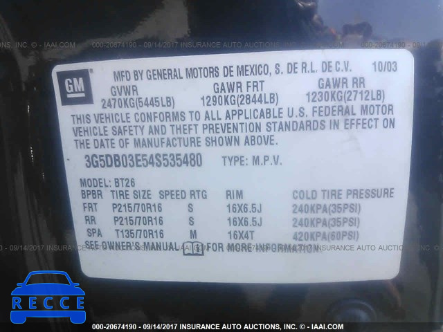 2004 Buick Rendezvous CX/CXL 3G5DB03E54S535480 Bild 8
