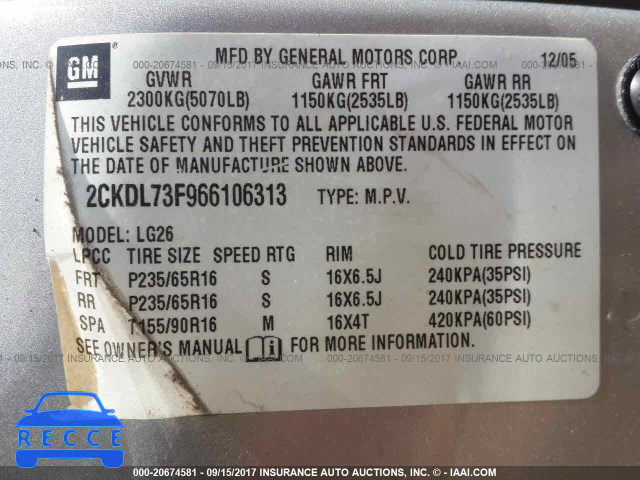 2006 Pontiac Torrent 2CKDL73F966106313 image 8