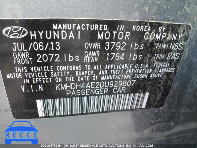 2013 Hyundai Elantra KMHDH4AE2DU929807 зображення 8