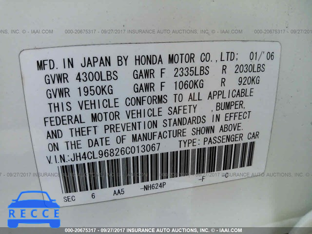 2006 Acura TSX JH4CL96826C013067 Bild 8
