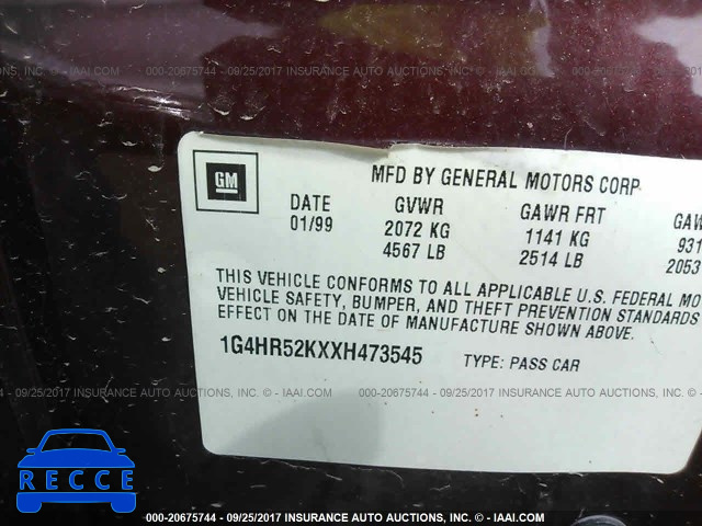 1999 Buick Lesabre LIMITED 1G4HR52KXXH473545 зображення 8