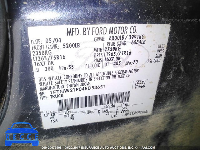 2004 Ford F250 1FTNW21P04ED53651 image 8