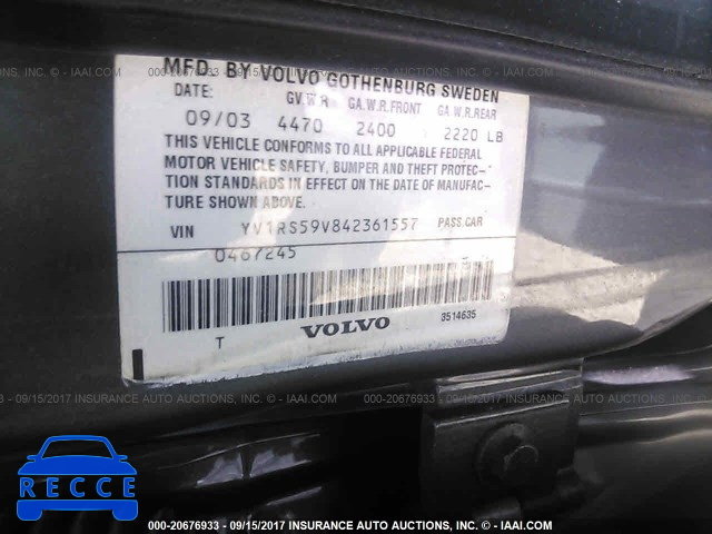 2004 Volvo S60 2.5T YV1RS59V842361557 зображення 8