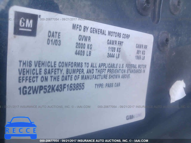 2003 PONTIAC GRAND PRIX 1G2WP52K43F163855 image 8