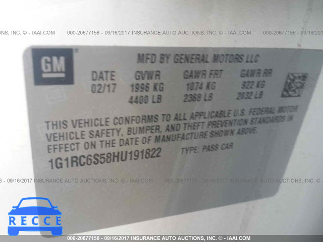 2017 Chevrolet Volt 1G1RC6S58HU191822 image 8
