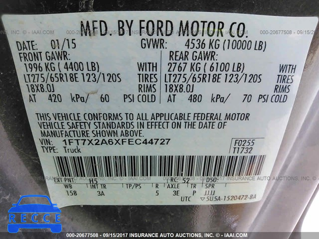 2015 Ford F250 SUPER DUTY 1FT7X2A6XFEC44727 image 8