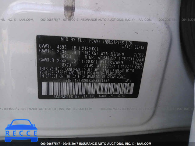2015 Subaru Outback 2.5I LIMITED 4S4BSBLC5F3354362 Bild 8