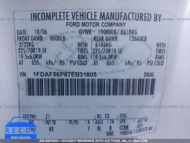 2007 Ford F550 1FDAF56P87EB31805 зображення 8