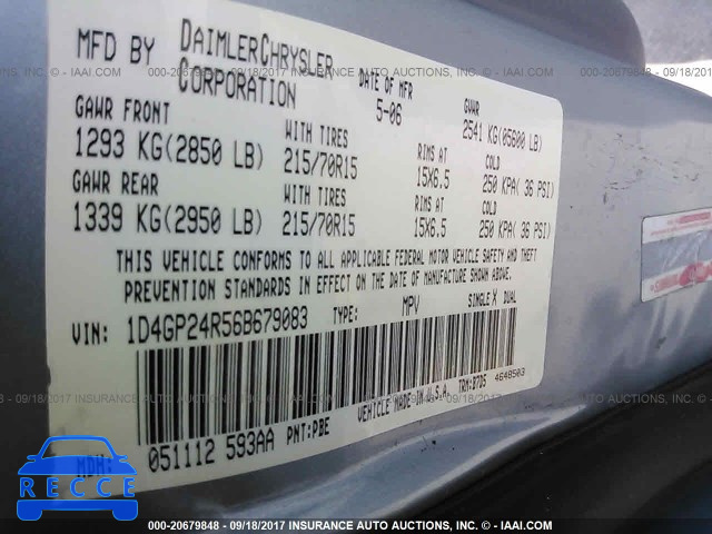 2006 Dodge Grand Caravan 1D4GP24R56B679083 зображення 8