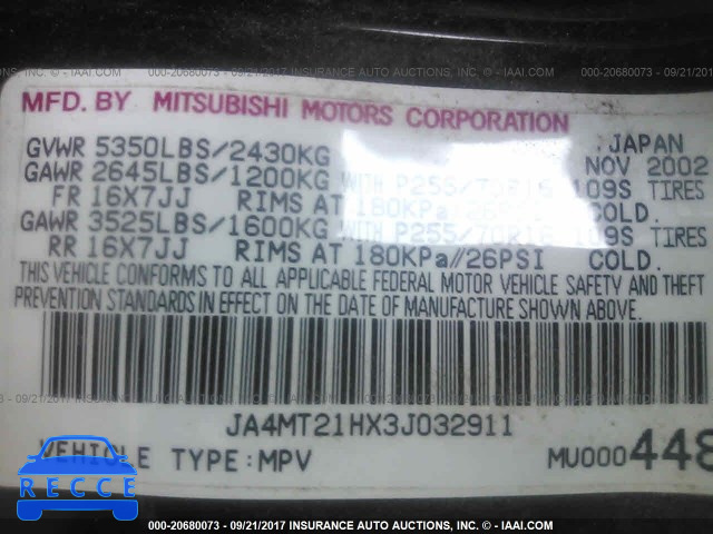 2003 Mitsubishi Montero SPORT ES/SPORT LS JA4MT21HX3J032911 Bild 8